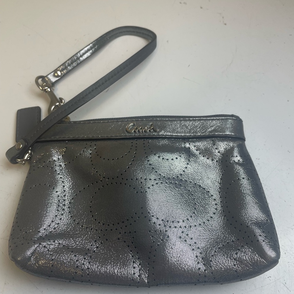 Coach Shimmering Silver Wristlet